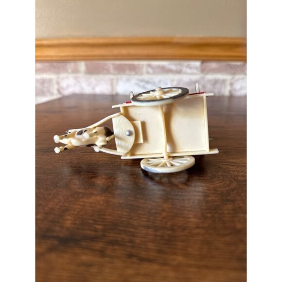 Handcrafted Wooden Ox Cart Figurine With Colorful Detailing & Miniature Figures - Picture 11 of 14